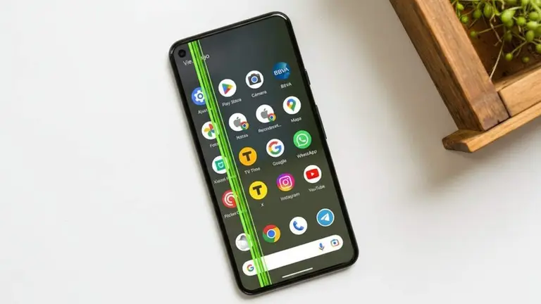 Rayas verdes pantalla m&oacute;vil